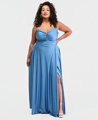 B Darlin Trendy Plus Notched V-Neck Sleeveless Maxi Dress