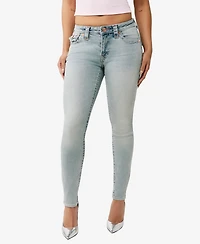 True Religion Women's Jennie Mid Rise Skinny Big T Flap Jeans