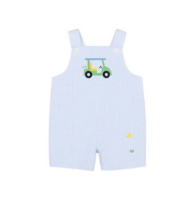 Florence Eiseman Baby Boy Check Seersucker Shortall With Golf Cart