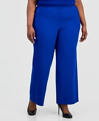 Tahari Asl Plus Mid Rise Wide-Leg Pants