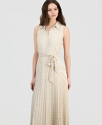 Sandra Darren Petite Printed Pleated Maxi Dress