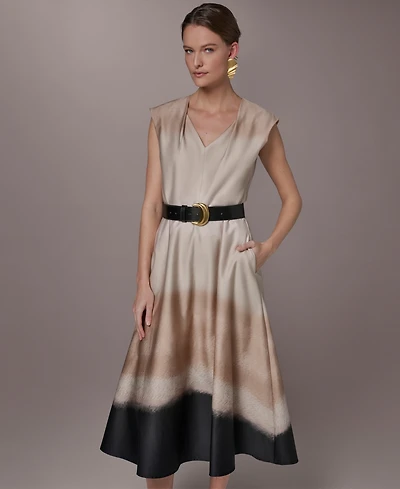 Donna Karan New York Women's Printed V-Neck Dress