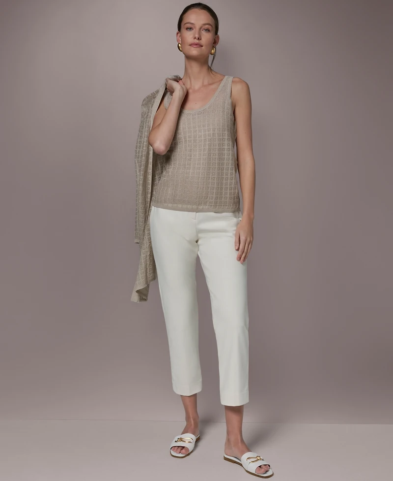 Donna Karan New York Women's Grid Pattern Sleeveless Sweater