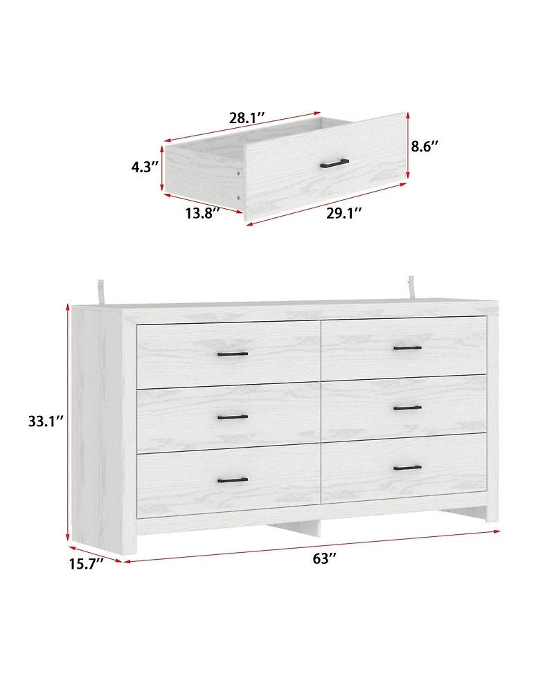 Homsee White Mirror Finished Wooden 9-Drawer Chest of Drawers, Dresser