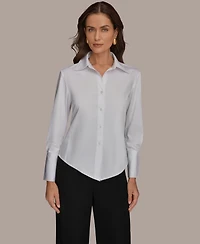 Donna Karan New York Petite Collared Neck Shirt