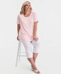 Jm Collection Plus Size Lattice Play Scoop-Neck T-Shirt, Macy's Exclusive