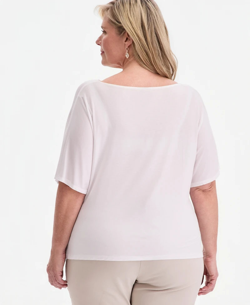 Jm Collection Plus Cowl-Neck Flutter-Sleeve Top, Macy's Exclusive
