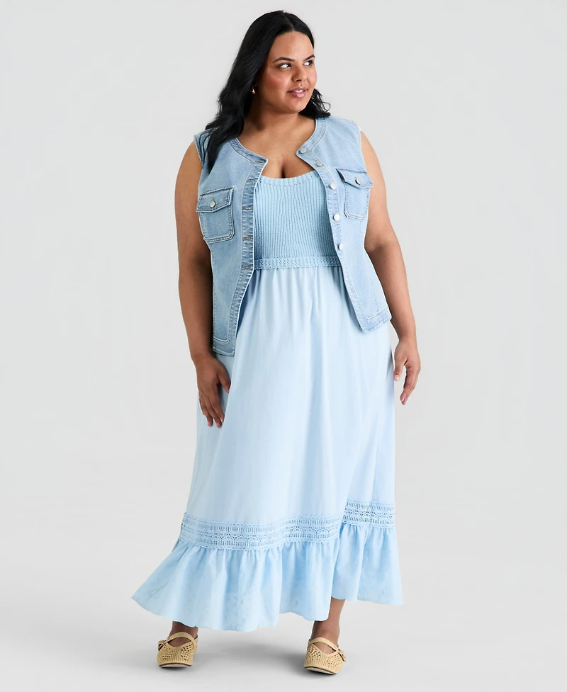 And Now This Trendy Plus Denim Vest, Macy's Exclusive