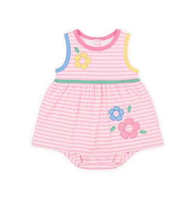 Florence Eiseman Baby Girl Stripe Knit Romper With Flowers