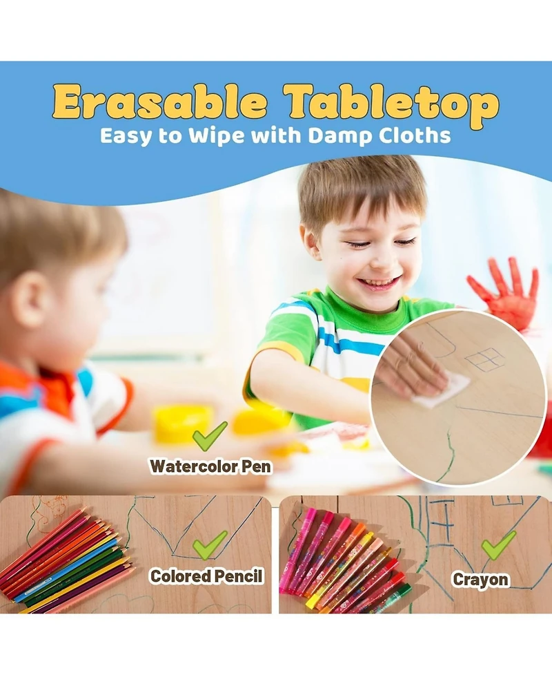 gaomon Modern Kids Table and 4 Chair Set, Height Adjustable Toddler Tables and 4 Chairs with Non-Slip Desk