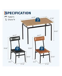 Gaomon Kitchen Table 5 Piece Dining Table Set For 4 Kitchen Table and Chairs Set for Dining Room