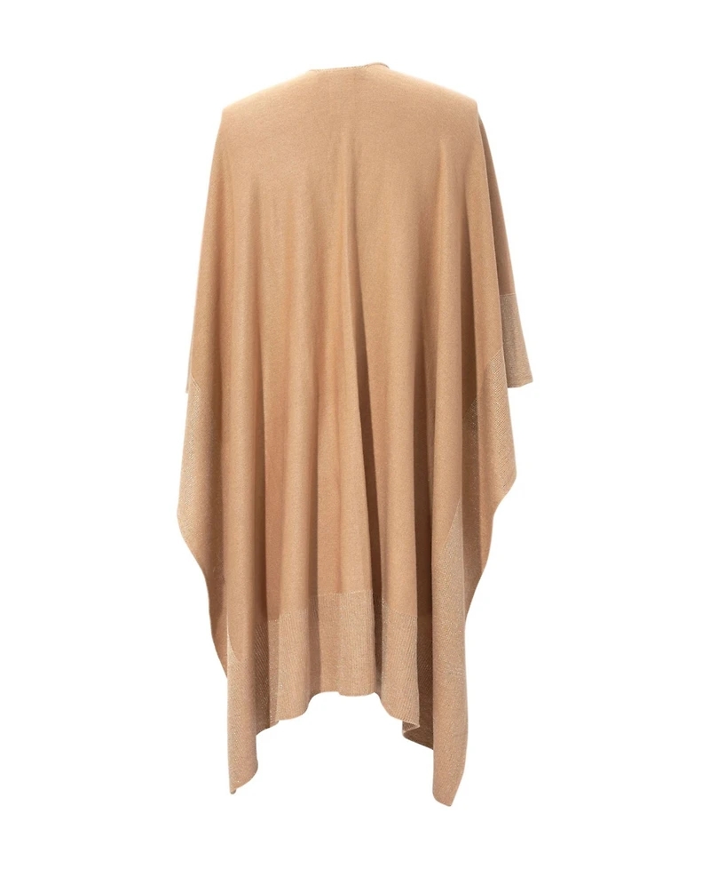 Lauren Ralph Shine Border Tissue Weight Ruana Wrap