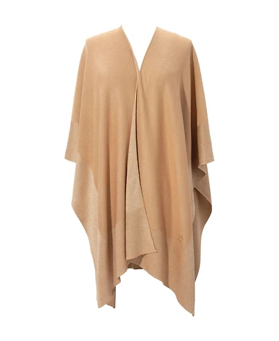 Lauren Ralph Shine Border Tissue Weight Ruana Wrap