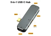 Risokeys 5-in-1 Usb C Hub with 100W Pd Charging, 4K Hdmi & 3.5mm Audio Jack– Ideal for Professionals, Students & Gamers