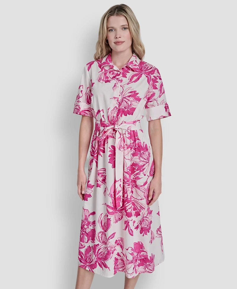 Dkny Women's Elbow-Sleeve Button-Front Shirt Dress