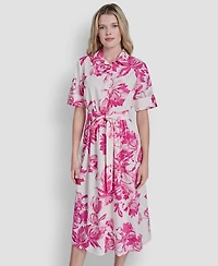 Dkny Women's Elbow-Sleeve Button-Front Shirt Dress