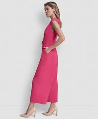 Dkny Women's Cap-Sleeve Jewel Neck Cropped Jumpsuit