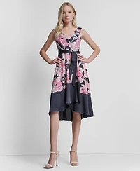 Dkny Women's Surplice Neck Asymmetrical Hem Dress