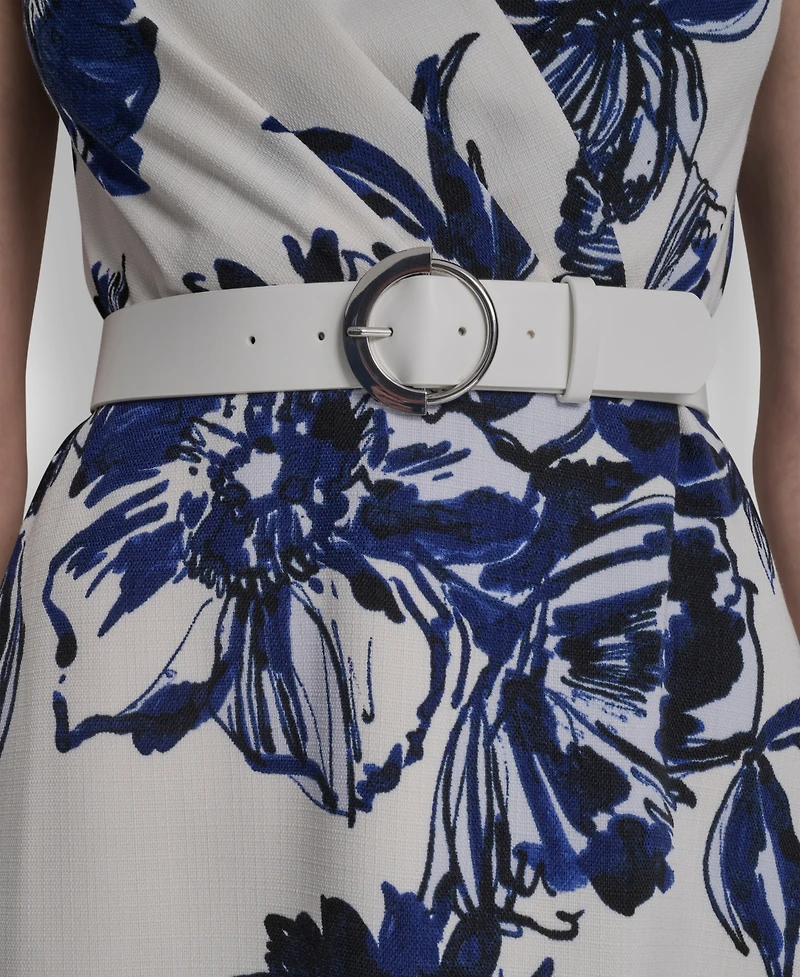 Dkny Women's Cap Sleeve Surplice Neck Belted Midi Dress