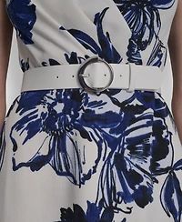 Dkny Women's Cap Sleeve Surplice Neck Belted Midi Dress