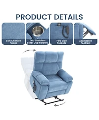 Clihome Heat Massage Dual Motor Infinite Position Up to 350 Lbs Large Electric Power Lift Recliners with Hidden Cup Holders