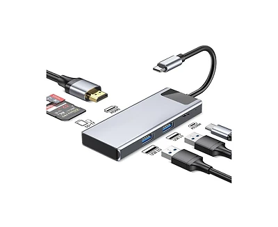 Risokeys 6-in-1 Usb-c Hub with 4K Hdmi, 100W Pd Charging & 5Gbps Usb 3.0, Ideal for MacBook, iPad Pro & Laptop Users