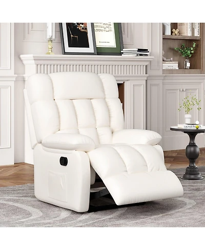 Clihome Upholstered Rocker Recliner Chair with Side Pocket,Ergonomic 110°-160°Adjustable Reclining Chairs for Adults