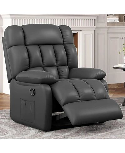 Clihome Upholstered Rocker Recliner Chair with Side Pocket,Ergonomic 110°-160°Adjustable Reclining Chairs for Adults