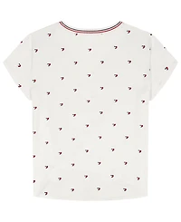 Tommy Hilfiger Girls' 7-16 Allover Heart Print Short-Sleeve T-Shirt
