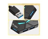 Risokeys 4-Port Usb 3.0 Hub with 5Gbps Transfer, Led Light & Portable Design