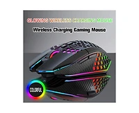 Risokeys 2.4G Wireless Rechargeable Gaming Mouse, Honeycomb Hollow Design, Rgb Backlight, 3-Speed Dpi,Silent Click,for Gamers,Office Workers