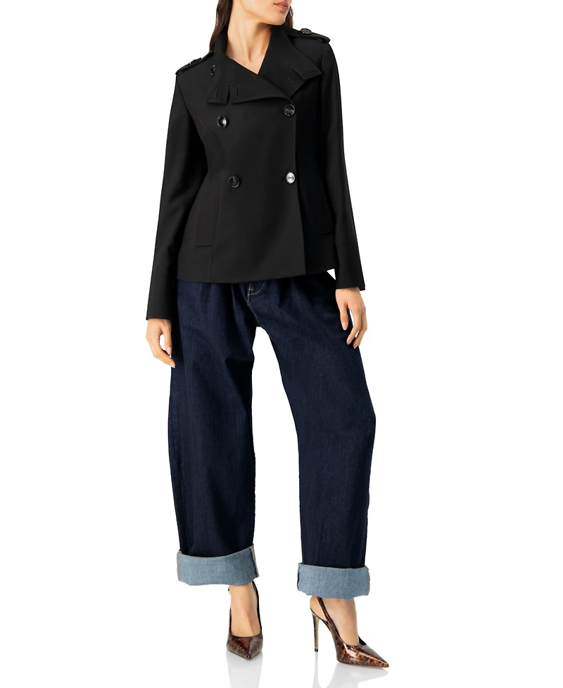 Ivonne Women's High Neck Military Style Coat