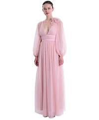 Marchesa Notte Women's Tulle Flower A-Line Gown