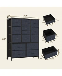 gaomon 15 Drawers Dressers, Chest of Drawers with Wood Tabletop, Metal Frame, Storage Organizer Unit with Fabric