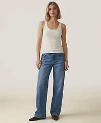 Naadam Women's Sleeveless Pointelle Scoop Neck Sweater Tank Top