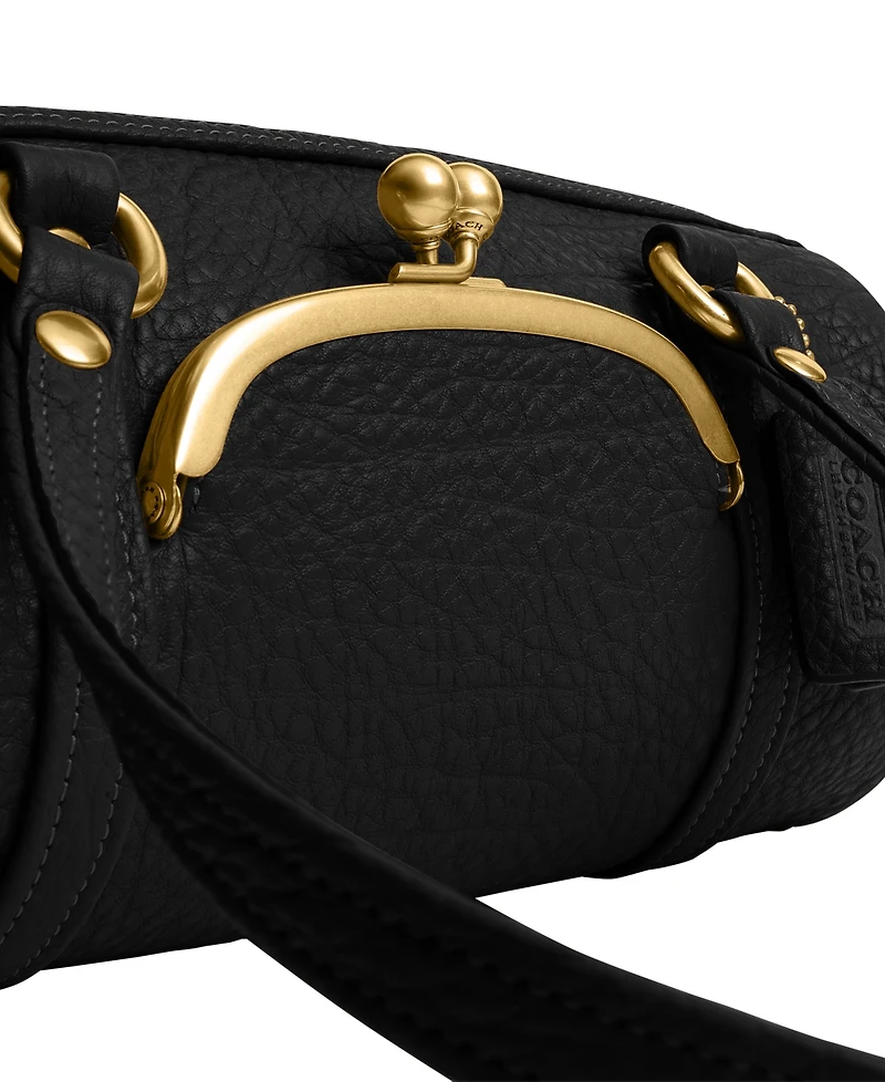 Coach The Originals Small Pebble Leather Kisslock Barrel Shoulder Bag