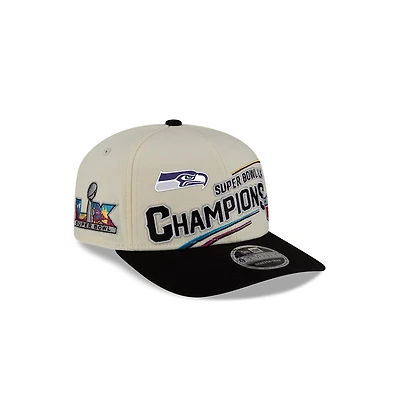 New Era Men's Cream/Black Seattle Seahawks Super Bowl Lx Champions Locker Room 9SEVENTY Adjustable Hat