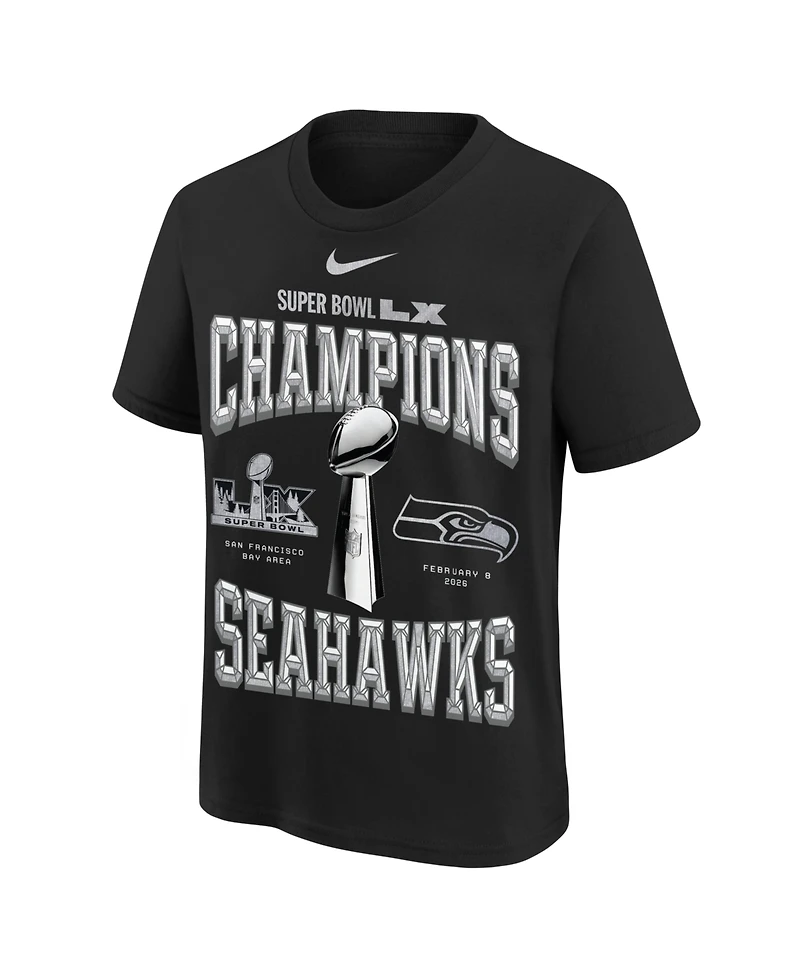 Nike Big Boys and Girls Black Seattle Seahawks Super Bowl Lx Champions Locker Room Trophy Collection Authentic T-Shirt