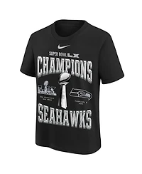 Nike Big Boys and Girls Black Seattle Seahawks Super Bowl Lx Champions Locker Room Trophy Collection Authentic T-Shirt
