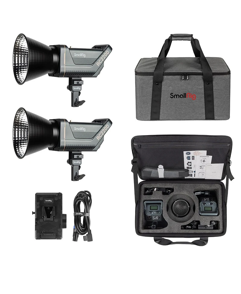 SmallRig Rc 220D Daylight Cob Led Video 2-Light Kit, Bundle with 10' Turtle Base C-Stand