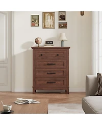 gaomon 4 Dresser for Bedroom, 34.8" Tall Vertical Drawer with Large Storage, Freestanding Wooden Closet Chest Living Room