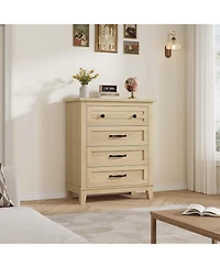 gaomon 4 Dresser for Bedroom, 34.8" Tall Vertical Drawer with Large Storage, Freestanding Wooden Closet Chest Living Room