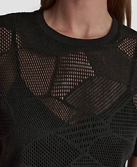 Dkny Women's Crewneck Short-Sleeve Croton Lace Top