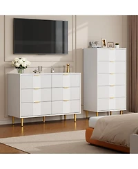 gaomon Fluted Dresser for Bedroom with 6 Drawers, 39.4" Wide Modern Chest of Drawers with Metal Handle, Wooden Closet Clothes Storage Organizer