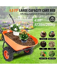 Sugift Heavy-Duty Electric Wheelbarrow with 7 Cu.Ft Capacity & Dual Wheels