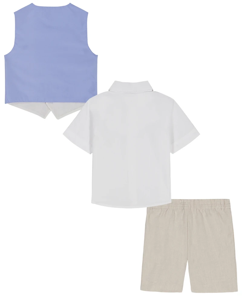 Nautica Baby Boys' V-Neck Vest, Shirt and Shorts, 3-Piece Set
