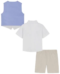 Nautica Baby Boys' V-Neck Vest, Shirt and Shorts, 3-Piece Set