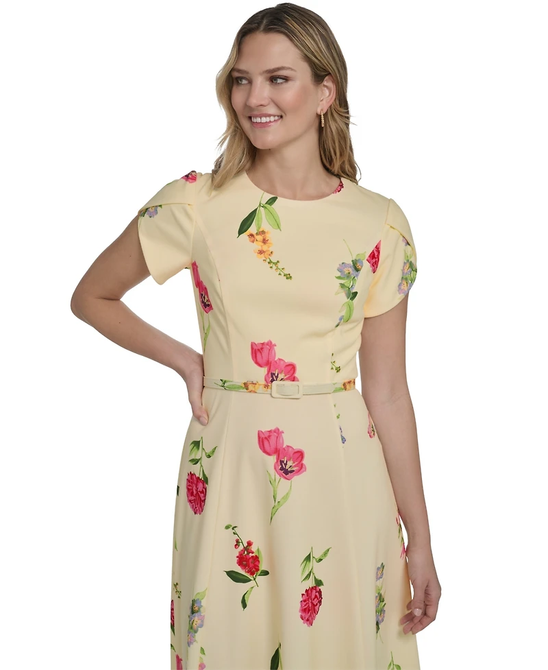 Jessica Howard Women's Crew Neck Midi Dress