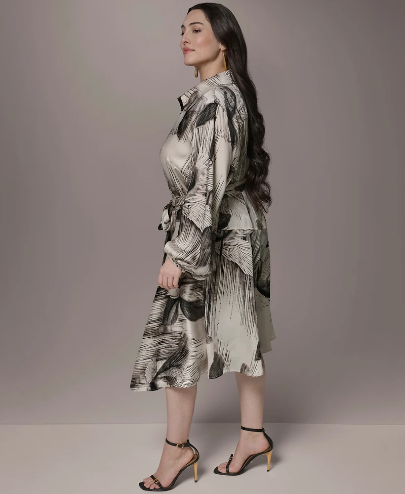 Donna Karan New York Plus Balloon-Sleeve Shirt Dress