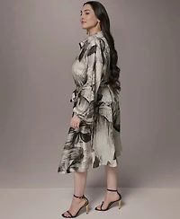Donna Karan New York Plus Balloon-Sleeve Shirt Dress